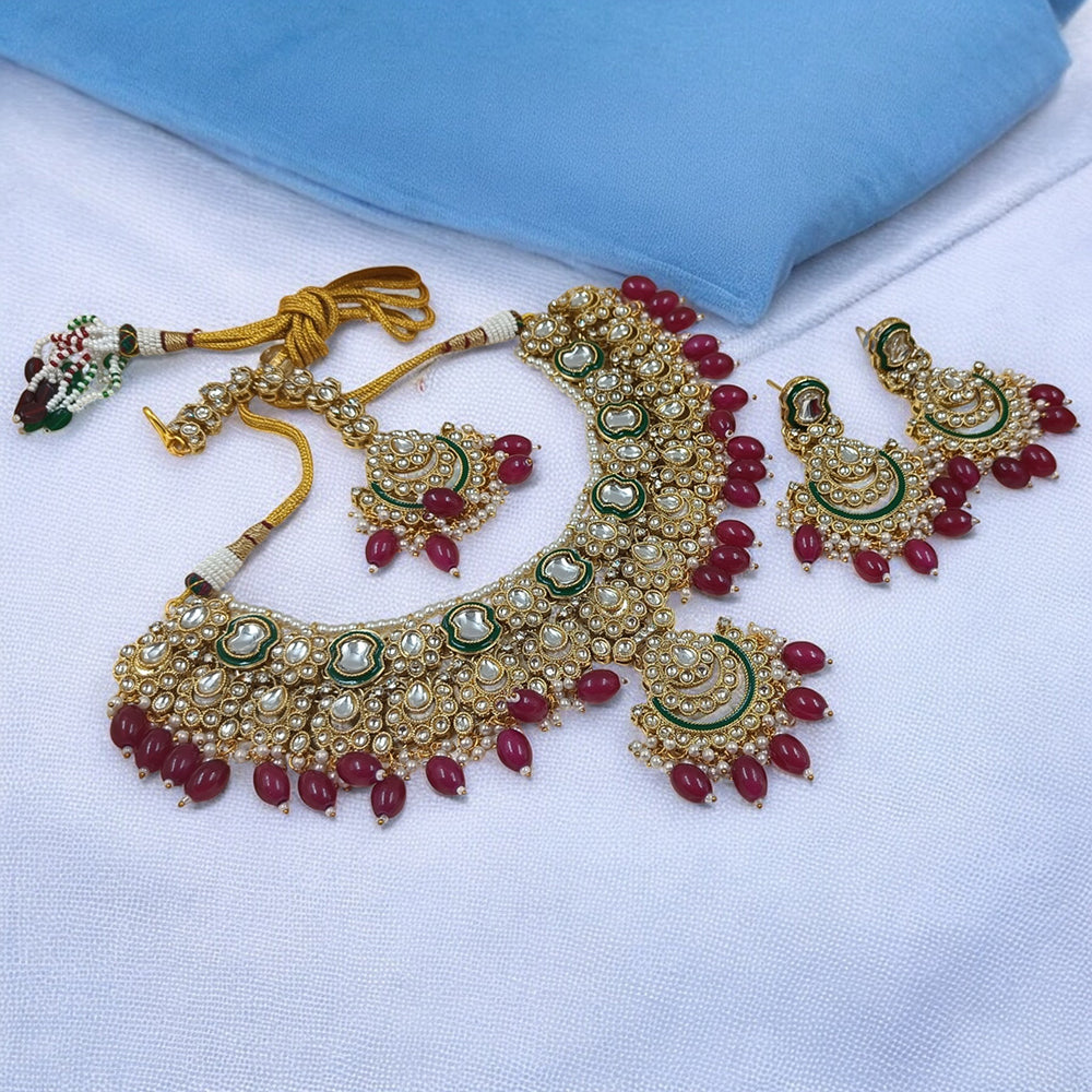 Gehana Mahal Heritage Kundan Stone Pearl And Beads Designer Necklace Set