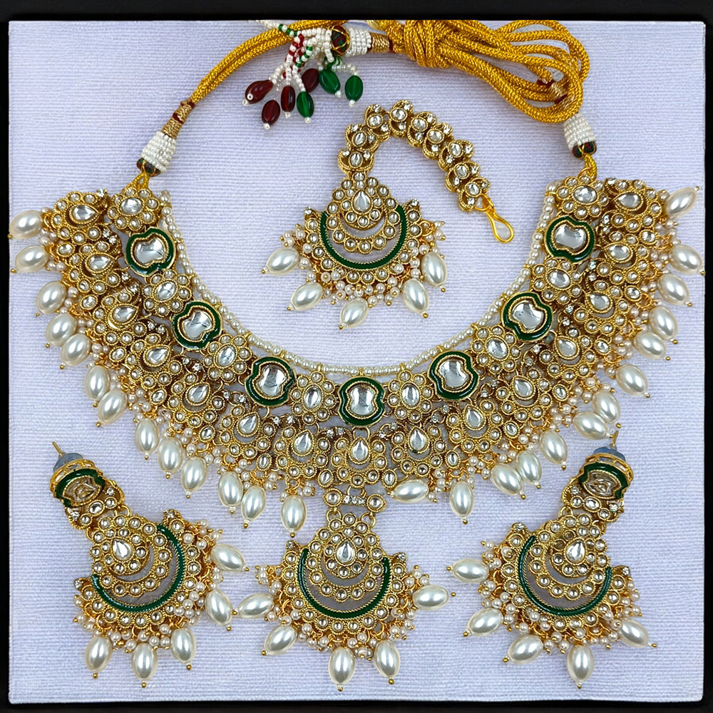 Gehana Mahal Heritage Kundan Stone Pearl And Beads Designer Necklace Set
