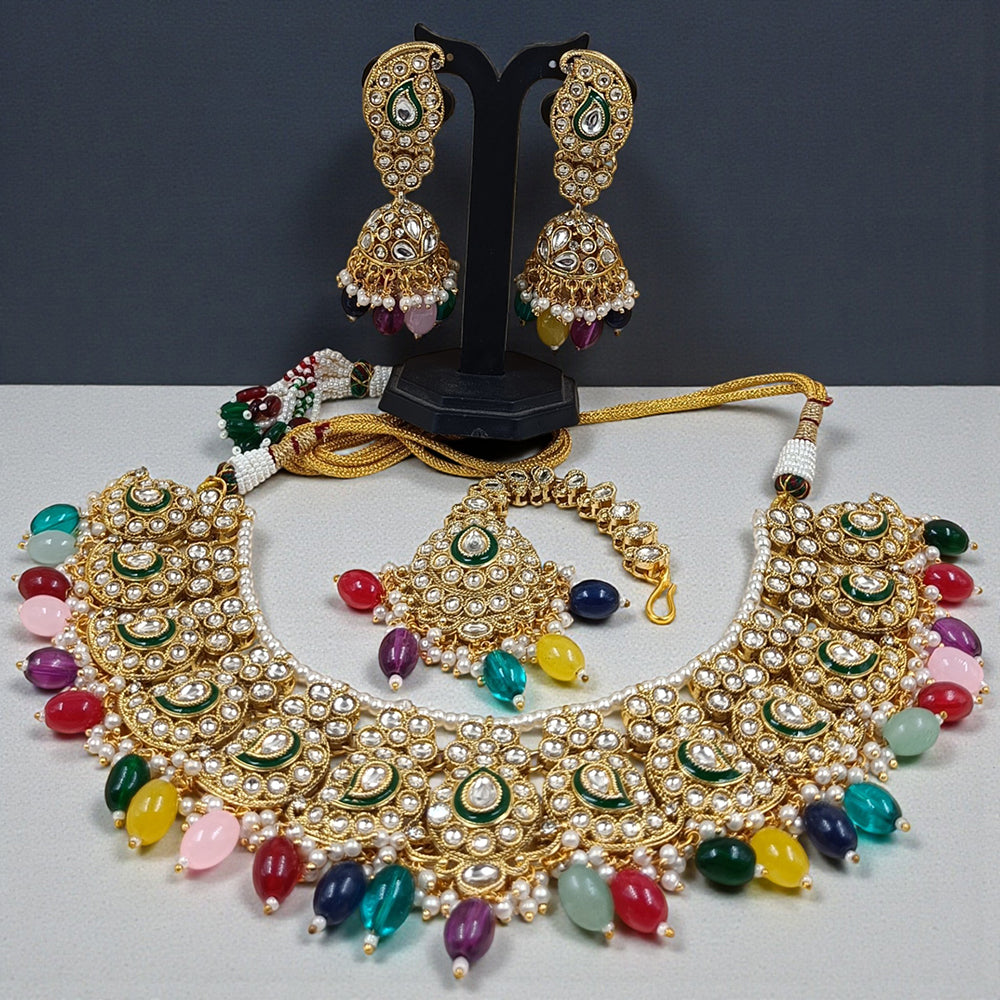 Gehana Mahal Heritage Kundan Stone Pearl And Beads Designer Necklace Set