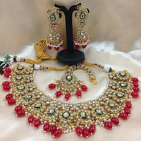 Gehana Mahal Heritage Kundan Stone Pearl And Beads Designer Necklace Set