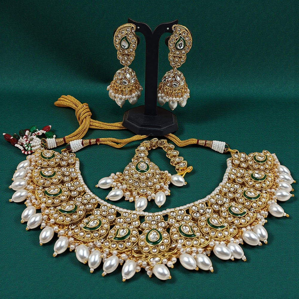 Gehana Mahal Heritage Kundan Stone Pearl And Beads Designer Necklace Set