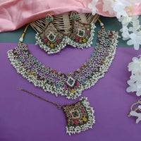 Gehana Mahal Crystal Stone Pearl And Beads Necklace Set
