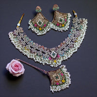 Gehana Mahal Crystal Stone Pearl And Beads Necklace Set