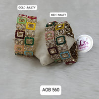Lahore Traders Gold / Mehndi Plated Shadow Stone Bangles Set