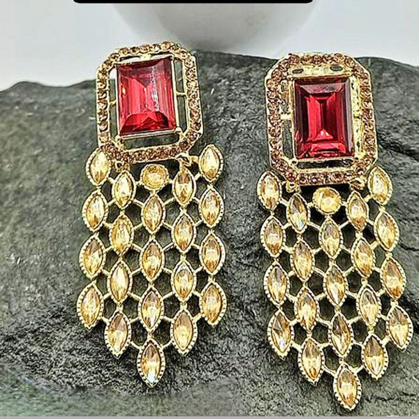 Kavyanjali Jewels Gold Plated Crystal Stone Dangler Earrings