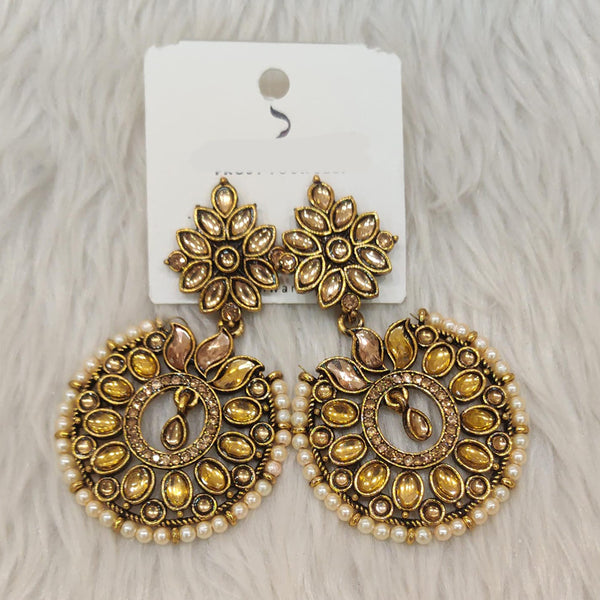 Dhwani Gold Plated Kundan Stone And Pearl Dangler Earrings