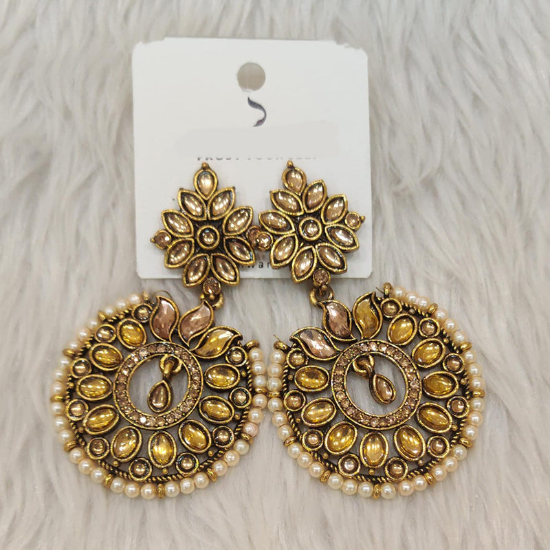 Dhwani Gold Plated Kundan Stone And Pearl Dangler Earrings