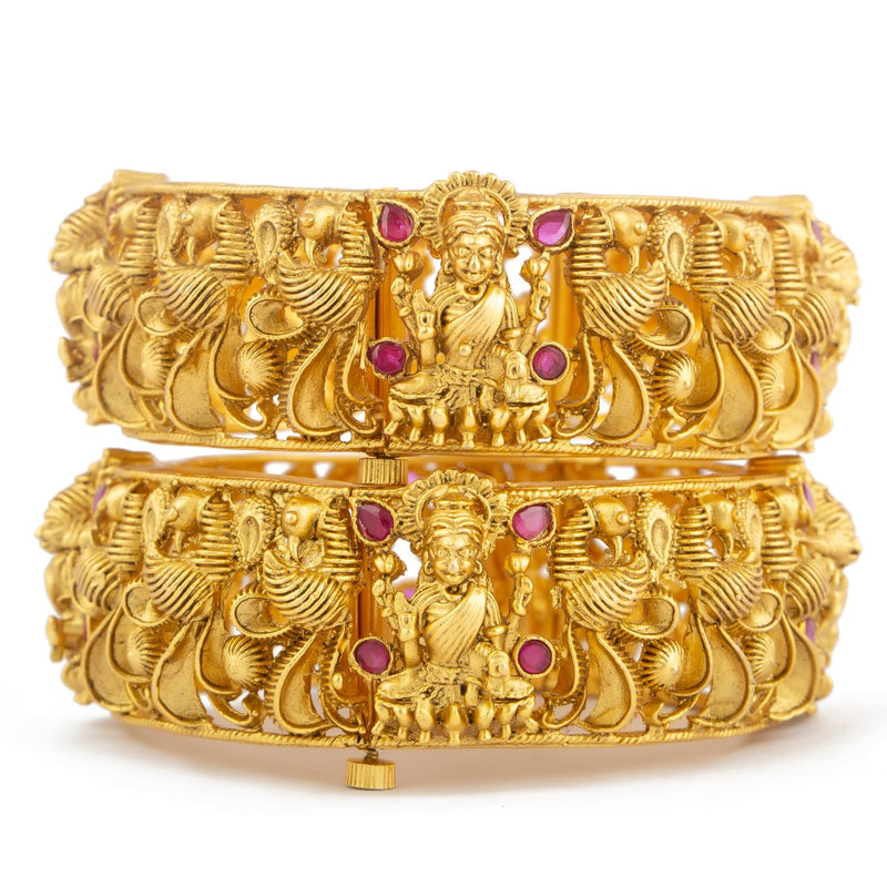 Raddhi Jewels Designer Premium Quality Rajwadi Gold Plated Brass Openable Kada/Bangles Set