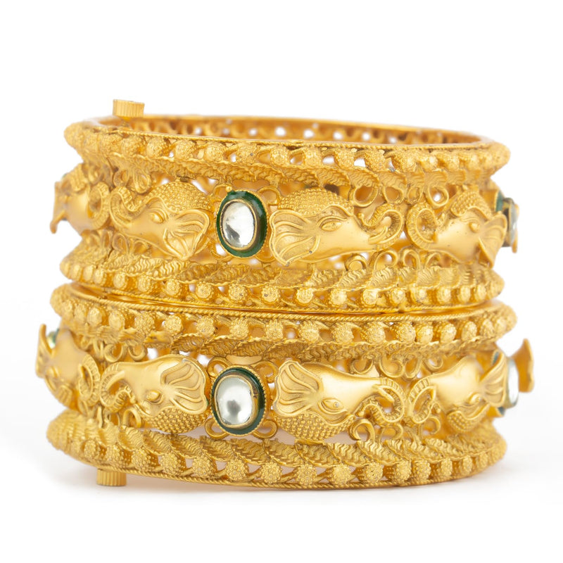 Raddhi Jewels Designer Premium Quality Rajwadi Gold Plated Brass Openable Kada/Bangles Set