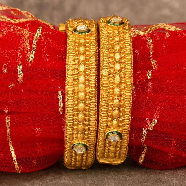 Raddhi Jewels Designer Premium Quality Rajwadi Gold Plated Brass Openable Kada/Bangles Set