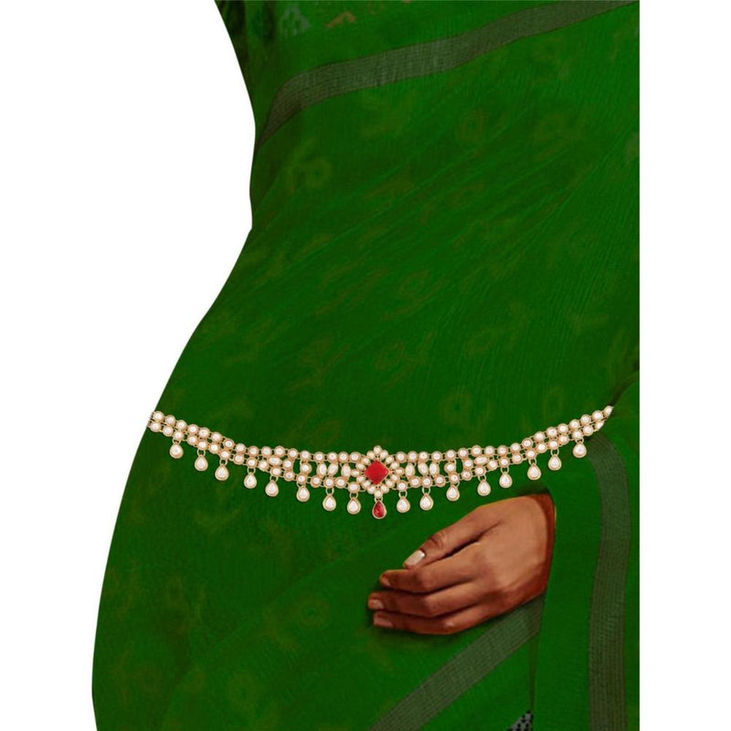 Etnico Gold Plated Traditional Kundan Work Adjustable Kamarband/Belly Chain/Wait Belt For Women (B027R)