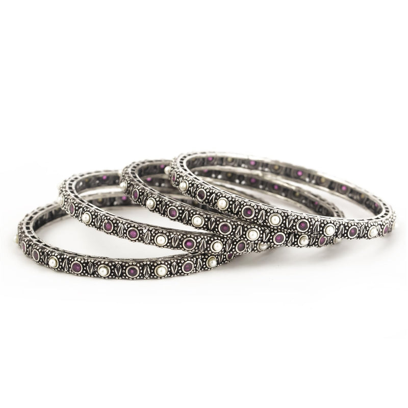 Radhhi Jewels Designer Premium Quality Oxidised Plated Brass Bangles Set