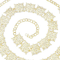 Etnico Gold Plated Traditional Square Shape Kundan & Pearl Adjustable Kamarband/Belly Chain/Wait Belt For Women (B040W)