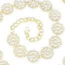 Etnico Gold Plated Traditional Floral Design Kundan & Pearl Adjustable Kamarband/Belly Chain/Wait Belt For Women (B042W)