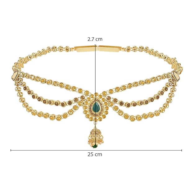 Etnico Gold Plated Traditional Kundan Stone Adjustable Kamarband/Belly Chain/Kandora/Wait Belt For Women/Girls (B051G)
