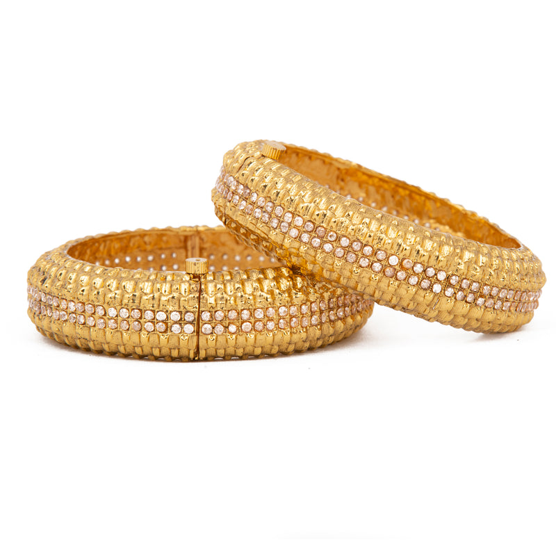 Raddhi Jewels Designer Premium Quality Rajwadi Gold Plated Brass Openable Kada/Bangles Set