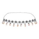 Etnico Navratri Eathnic Silver Oxidised Floral Design Handcrafted With Shell and Ghungroo Adjustable Kamarband/Belly Chain For Women (B060S)