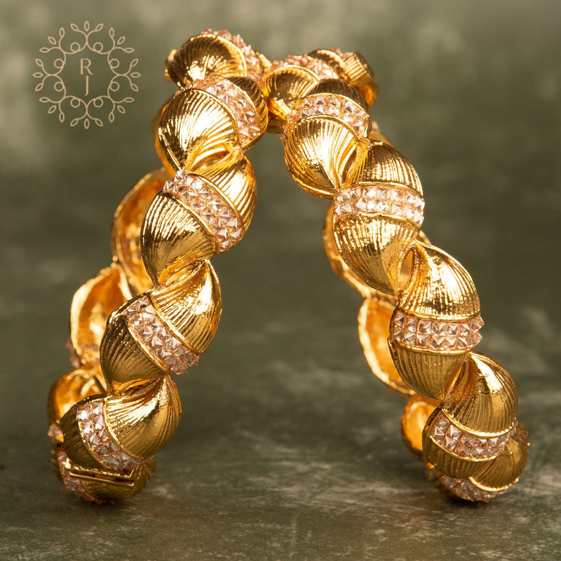 Raddhi Jewels Designer Premium Quality Rajwadi Gold Plated Brass Openable Kada/Bangles Set