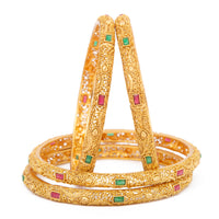 Raddhi Jewels Designer Premium Quality Rajwadi Gold Plated Brass Openable Kada/Bangles Set