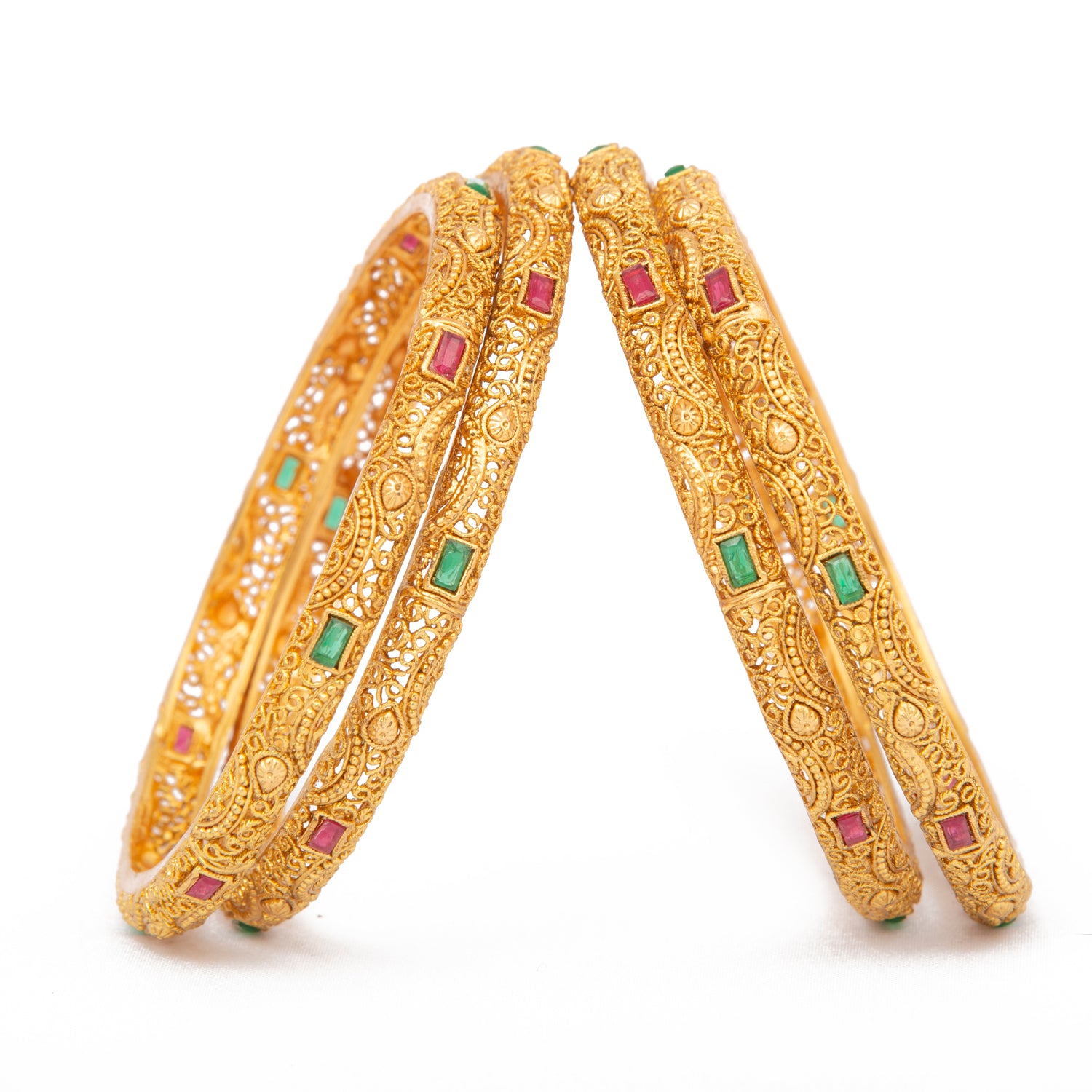 Raddhi Jewels Designer Premium Quality Rajwadi Gold Plated Brass Openable Kada/Bangles Set