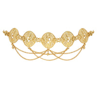 Etnico Gold Plated Traditional Multi Layered Adjustable Boho Waist Chain/Belly Chain/Kamarband For Women