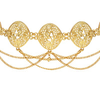 Etnico Gold Plated Traditional Multi Layered Adjustable Boho Waist Chain/Belly Chain/Kamarband For Women