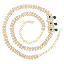 Etnico Gold Plated Traditional Kundan Adjustable Waist Chain/Belly Chain/Kamarband For Women