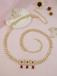 Etnico Gold Plated Traditional Kundan Adjustable Waist Chain/Belly Chain/Kamarband For Women