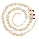 Etnico Gold Plated Traditional Kundan Adjustable Waist Chain/Belly Chain/Kamarband For Women