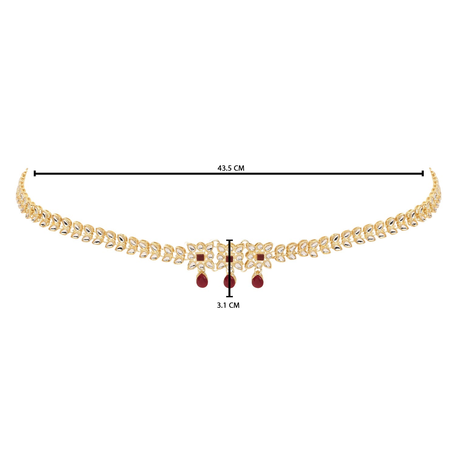 Etnico Gold Plated Traditional Kundan Adjustable Waist Chain/Belly Chain/Kamarband For Women