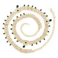 Etnico Gold Plated Traditional Kundan Adjustable Waist Chain/Belly Chain/Kamarband For Women