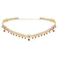 Etnico Gold Plated Traditional Kundan Adjustable Waist Chain/Belly Chain/Kamarband For Women