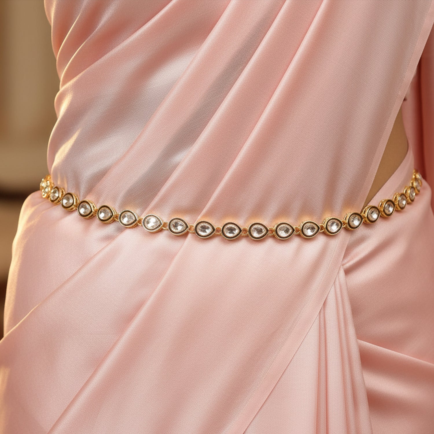 Etnico Gold Plated Traditional Ethnic Kundan And Stone Studded Adjustable Kamarband/Belly Chain/Kandora/Waist Belt For Women