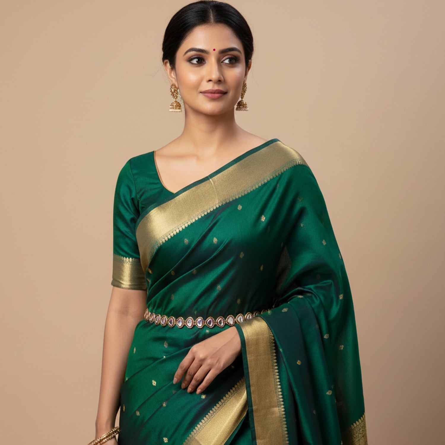 Etnico Gold Plated Traditional Ethnic Kundan And Stone Studded Adjustable Kamarband/Belly Chain/Kandora/Waist Belt For Women