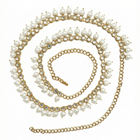 Etnico Traditional Gold Plated Pearl Beaded Kamarband/Belly Chain/Kandora/Wait Belt for Women