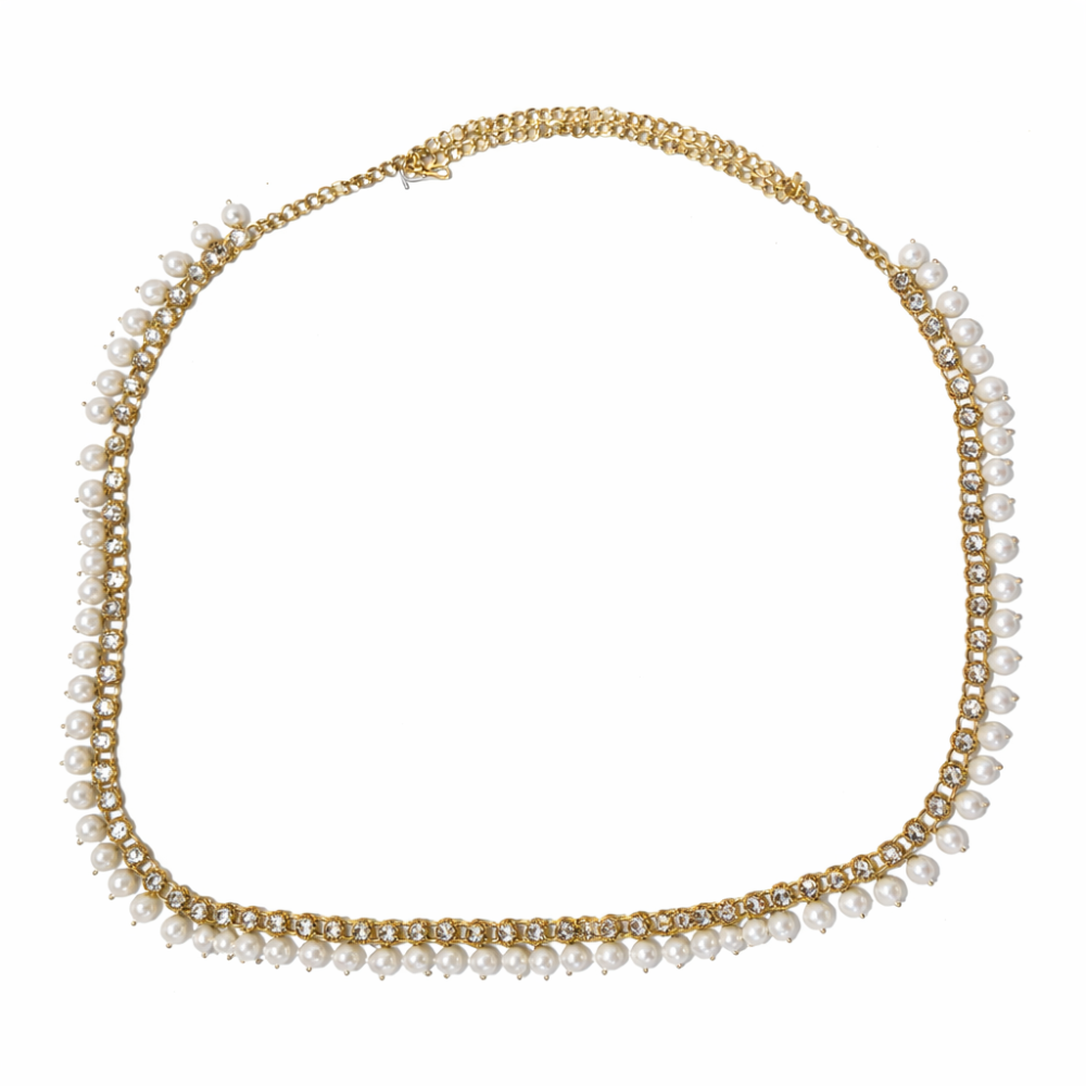 Etnico Traditional Gold Plated Pearl Beaded Kamarband/Belly Chain/Kandora/Wait Belt for Women
