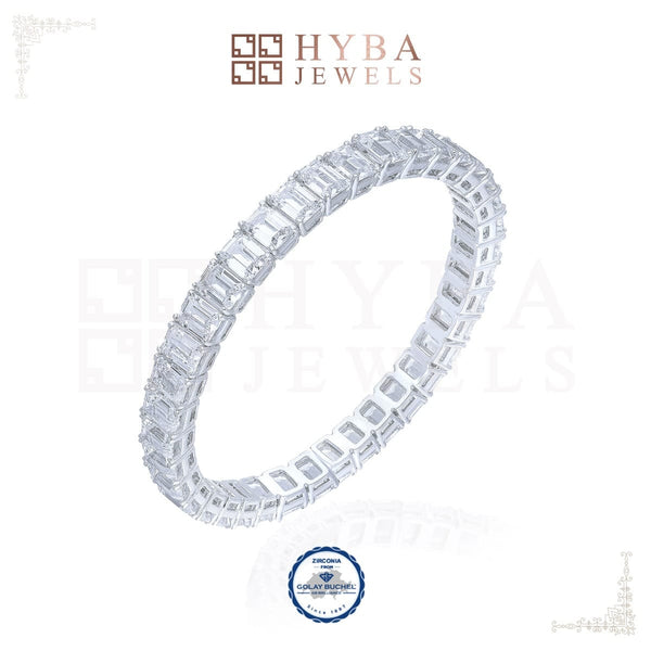 Emerald Cut Solitaire Bangle By Hyba Jewels