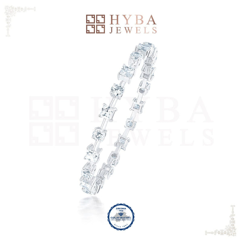 Round & Princess Cut Solitaire Bangle By Hyba Jewels