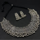 Beavy Pearls Oxidised Plated Choker Necklace Set For Women & Girls Tribal Boho Jewellery With Earrings German Silver Statement Necklace for Festive Wedding & Navratri Wear