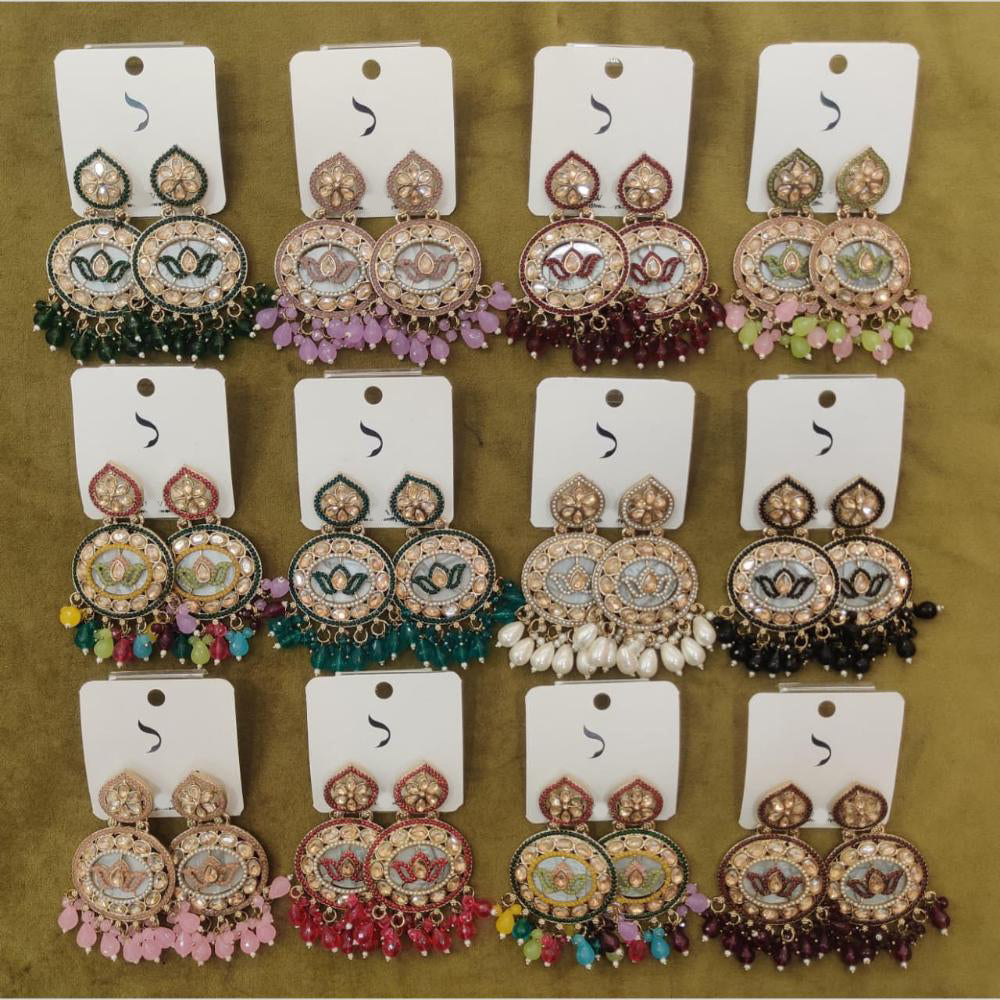 Dhwani Trendy Crystal Stone And Beads Dangler Earrings