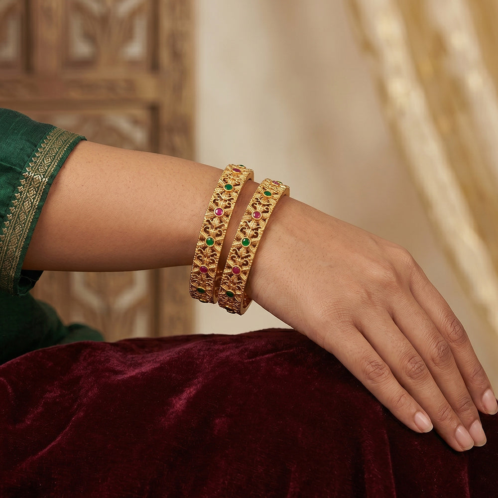 Js Fashion  Beautiful Antique Jewellery Design Rajwadi Polish 4 Bangles Set
