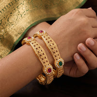 Js Fashion  Traditional Stone Studded Temple Style Bangles
