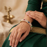Js Fashion  Premium Multistone American Diamond Bangle Set