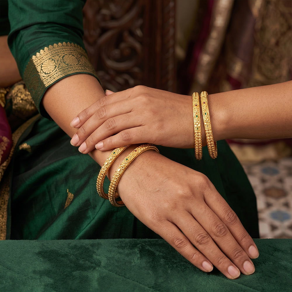 Js Fashion  Antique Designer Gold Bangles Set for Women