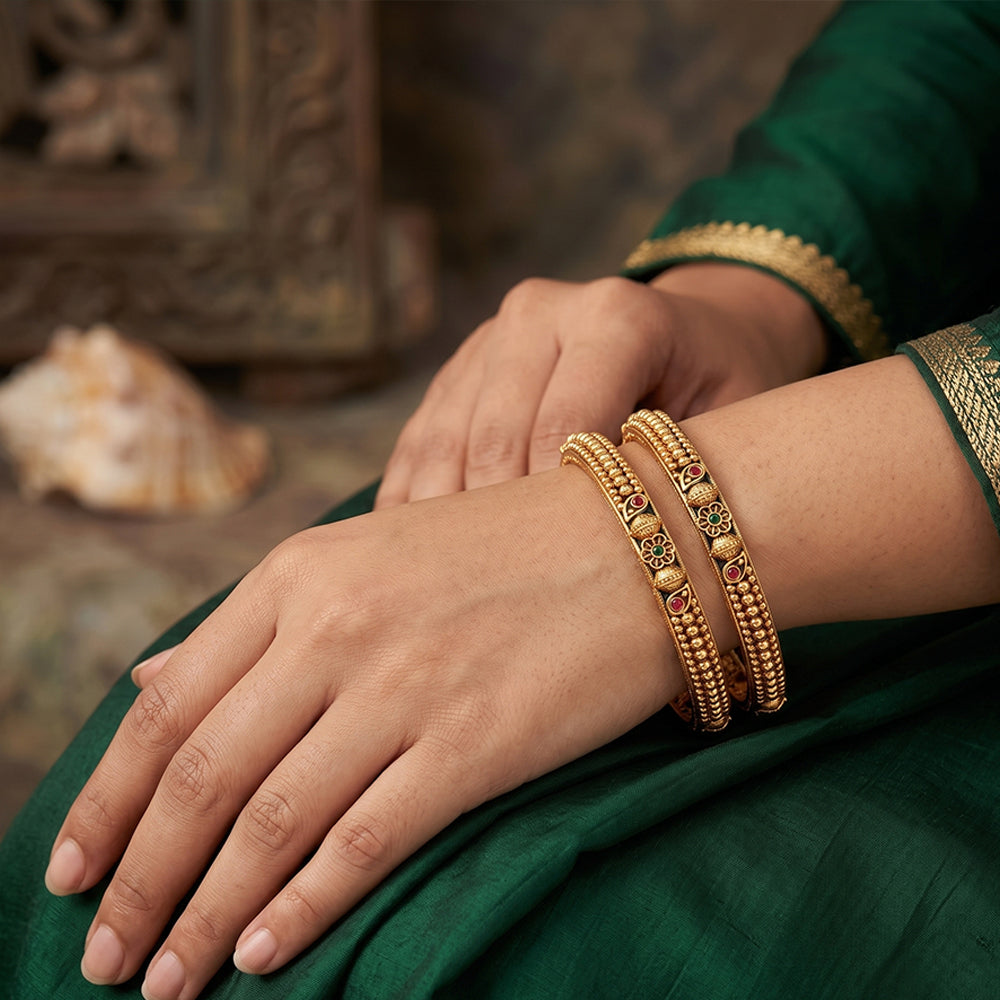 Js Fashion  Antique Gold Designer Bangles Set for Women