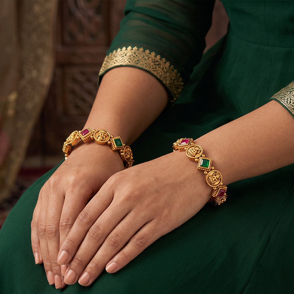 Js Fashion  Premium Temple Style Coin Bangles for Women