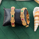 Js Fashion  Temple Lakshmi Design Gold Bangles with Stone Work