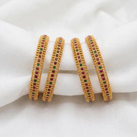Js Fashion  Antique High Gold Emerald Stone Bangle Set for Women