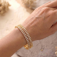 Js Fashion  Mehendi Polish Crystal Kundan Bangle Set for Women
