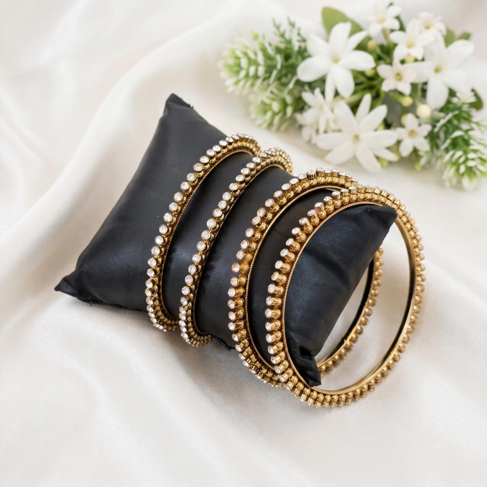 Js Fashion  Mehendi Polish Crystal Kundan Bangle Set for Women